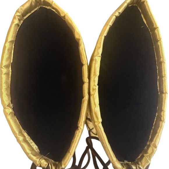 Vintage Colin Stuart Metallic gold Brown Lace Wedge Moon Boots Knee High 6.5 - Picture 9 of 15